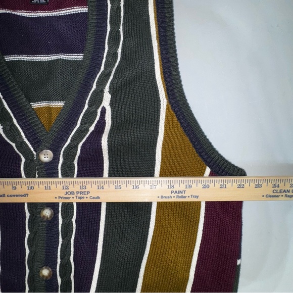 Vtg BachRach Knit Sweater Striped Vest Men Size Large Grunge Indie Goblin - Picture 5 of 6